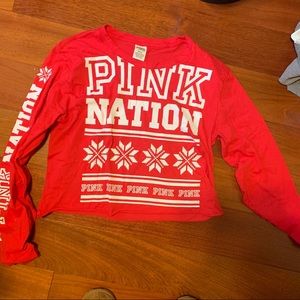 PINK Long Sleeve Crop Top